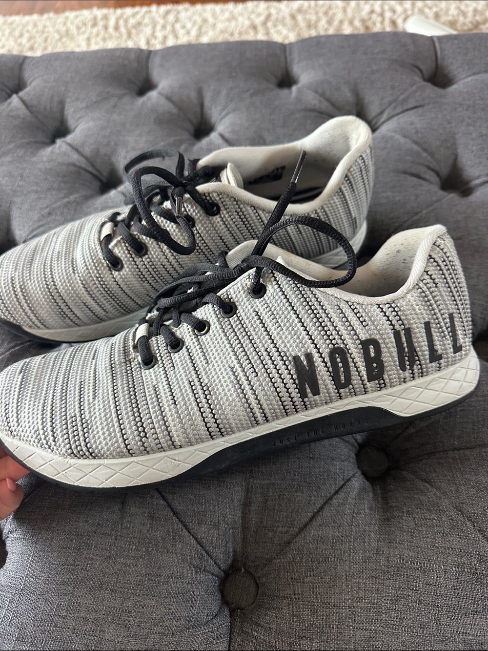 NOBULL Men’s White and Black Knit Trainer sz 11.5